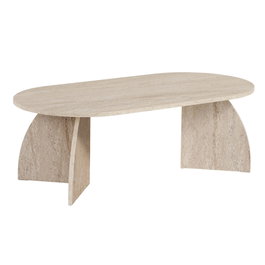 Hanah Home Melina - Travertine Mesa de Café, Travertino, Tablero de Melamina 18mm, 120x60x40 cm, Capacidad de Carga 25 kg